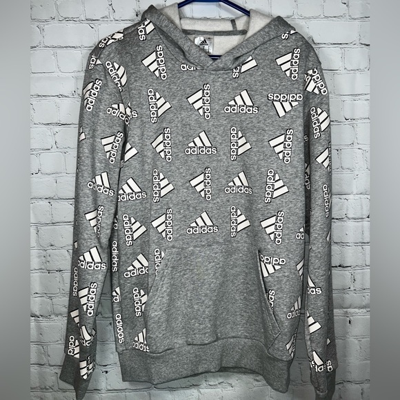 Adidas Mens Small Hoodie Sweatshirt Pullover Crewneck Gray NWT - Picture 3 of 8